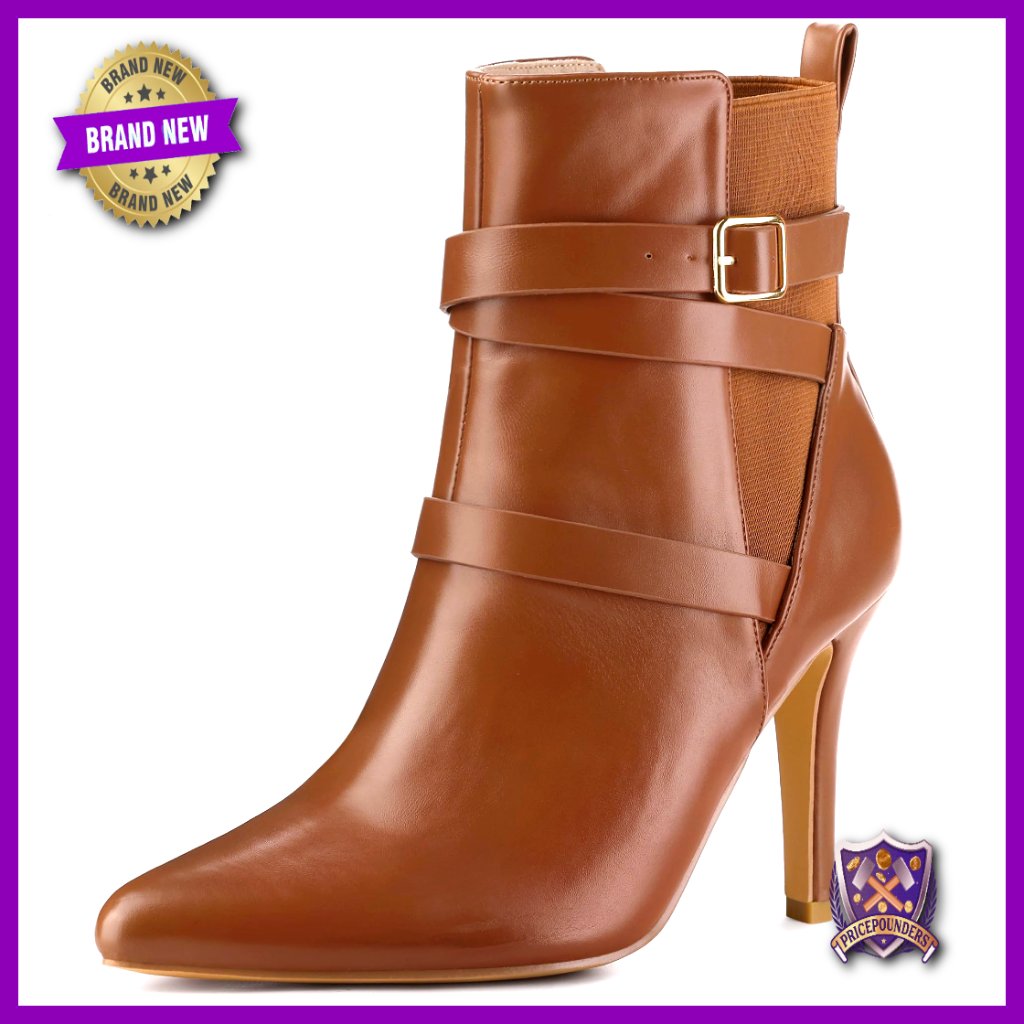 Pointy Toe Stiletto Ankle Boots 3.5 Inch Heels Elastic Chelsea Pull On